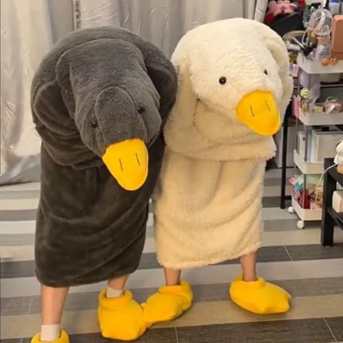 Oversized Wearable Goose Blanket Hoodie with Feet Warmers for Adults & Kids