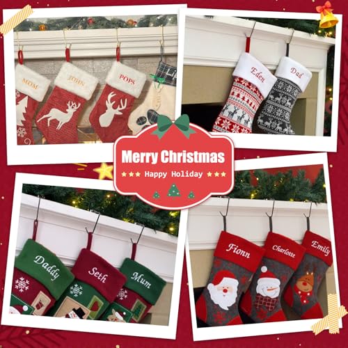 Adjustable Christmas Stocking Holders for Mantle - Non-Slip Metal Hooks (6 Pack)