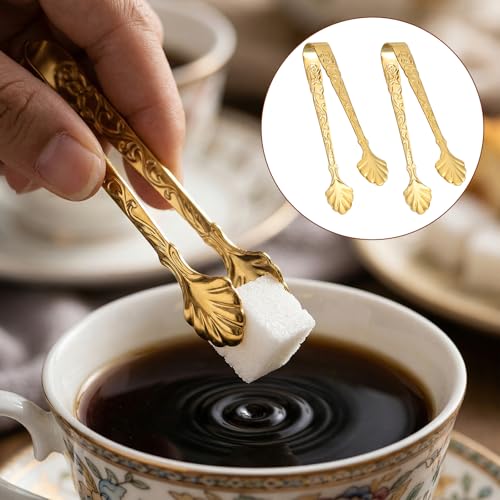 Gold Mini Serving Tongs for Ice, Desserts & Appetizers — 2 Pack