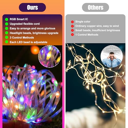 Electight 49FT RGB Smart IC Fairy Lights with App & Remote Control, Multicolor LED String Lights