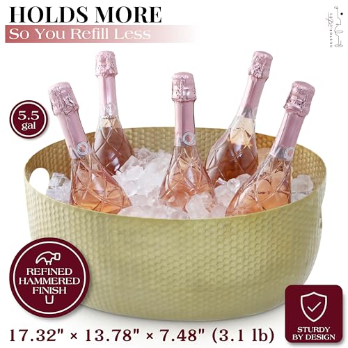 Gusto Nostro Gold Beverage Tub 22 Qt Large Ice Bucket for Parties & Drinks