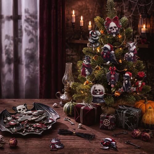 Spooky Gothic Christmas Ornaments - 36 Pcs Wood Hanging Decor (Variation: Spooky) by Vercraft