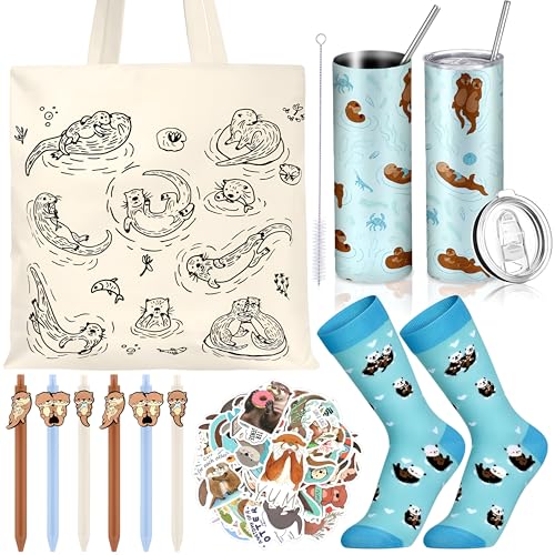 Sea Otter Gift Set with Socks, Water Bottle & Accessories for Women