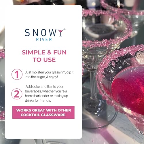 Snowy River Pink Cocktail Sugar Rimmer - Kosher Certified 4oz Natural Beverage Garnish
