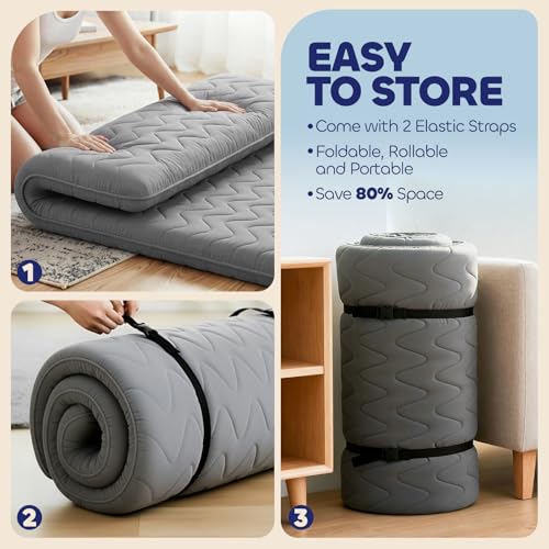3.5-Inch Extra Firm Japanese Floor Mattress, Foldable 5-Layer Futon Bed