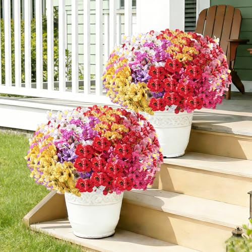 22-Pack UV-Resistant Artificial Outdoor Flowers for Porch & Window Box