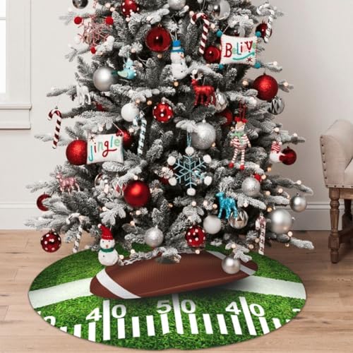 Retro American Football Turf Field Christmas Tree Skirt - 36 Inch Mat