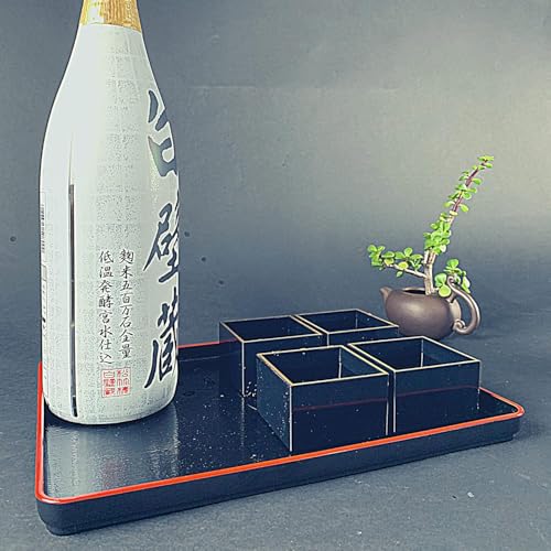 10 Pack Japanese Masu Sake Cups 3x1.875in Black Plastic with Gold Rim