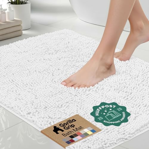 Soft Absorbent Chenille Bath Rug, Non-Slip Microfiber Shower Mat, 24x17