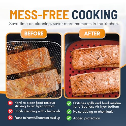 Reusable Square Silicone Air Fryer Liners - 8.5 Inch, 3 Pack, Non-Stick