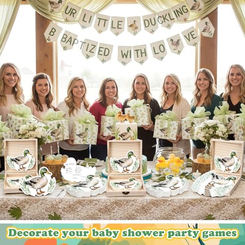 Mallard Duck Baby Shower Prediction & Advice Cards with Wooden Keepsake Box