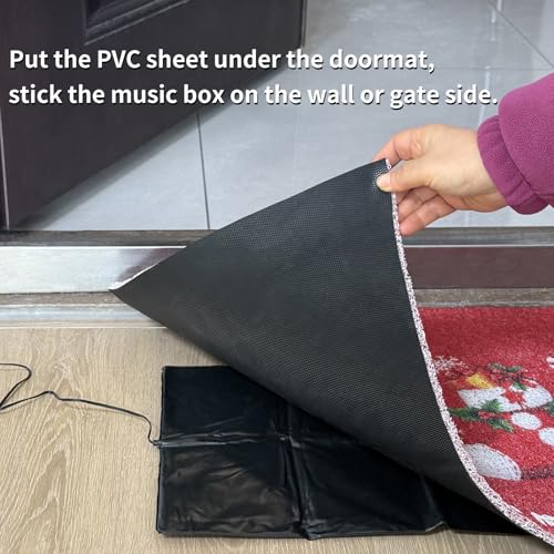 Christmas Musical Doormat with Sound Activation - Orange/Black Holiday Decor, Indoor/Outdoor Durable Faux Leather, 13.4x9.6 Inches