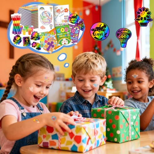 24 Bible Verses Christian Party Favors Bulk Set for Kids - Sunday School Rewards & Goodie Bags