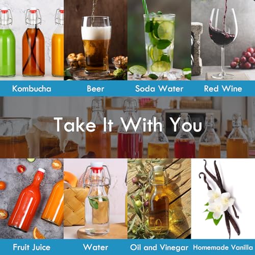 Clear Swing Top Glass Bottles with Airtight Lids, 16 oz 6 Pack