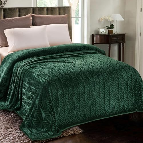 Cozy Emerald Green Flannel Fleece Blanket Queen Size 90"x90"