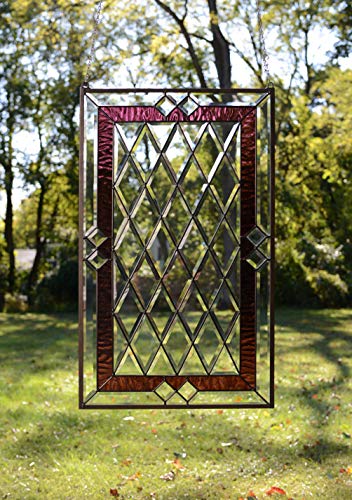 20x34 Handcrafted Stained Glass Window Panel with Beveled Glass & Copper Frame