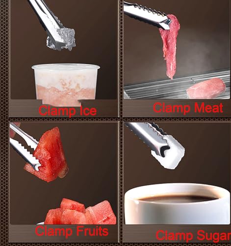 YIKANGHENG 5-Inch Stainless Steel Ice & Sugar Tongs - 10 Pcs for Bar & Party