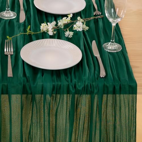 Emerald Green Christmas Cheesecloth Table Runner 10ft 3 Pack - Holiday Home Decor