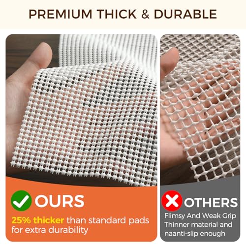 Non-Slip Rug Pad for Hardwood Floors 8x10 Ft - Extra Thick Underlay