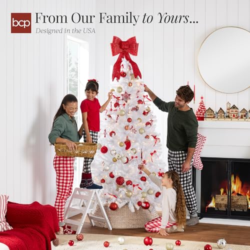 6ft Pre-Lit White Artificial Christmas Tree with Warm White Lights & Stand