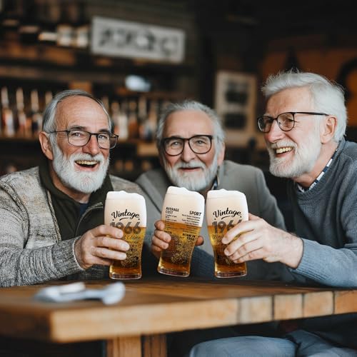 Vintage 1966 Beer Glass Set with Opener - 60th Birthday Gift for Men