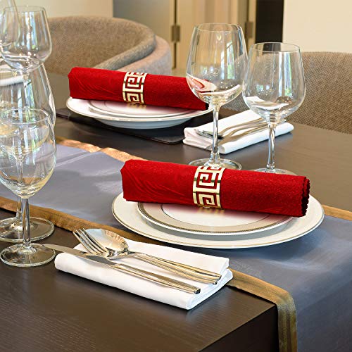 Hotop 16-Piece Gold Napkin Rings Hollow-Out Metal Buckles for Christmas Table