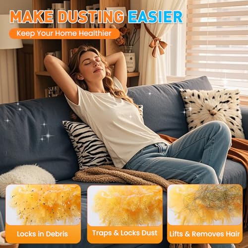 360° Disposable Duster Refills with 2 Handles - 80 Pack Heavy Duty Dusters