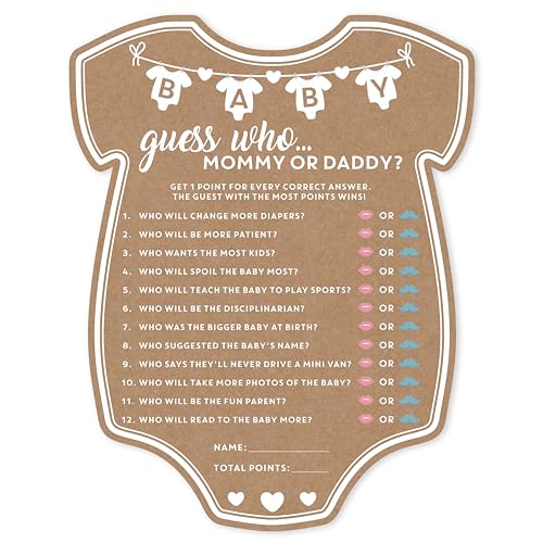 Party Hearty Kraft Guess Who Mommy or Daddy Baby Shower Game Set - 50 Cards