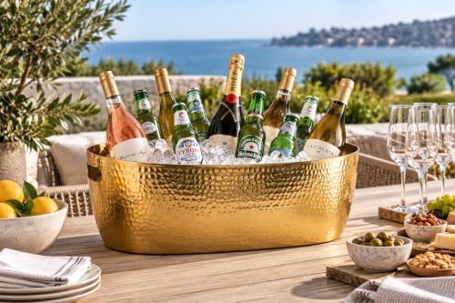 Cruiser’s Cache 18x11 Inch Gold Aluminum Beverage Tub - 21 Quart Cooler