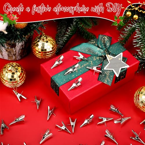 100-Pack Metal Alligator Clips for Christmas Ornaments - 1.18 Inch Craft Clamps