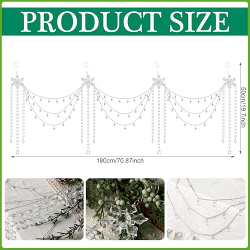 Yalikop 6 ft Crystal Tassel Garland Decoration - Christmas Tree Ornament (Crystal / 5.91 ft variation)