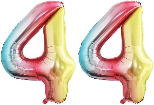 GOER Rainbow Foil Number 4 Balloons - Huge 42" & 32" Birthday Party Decorations (3 Pcs)