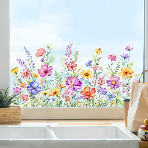 Wildflower Window Clings - Colorful Floral Stickers for Glass