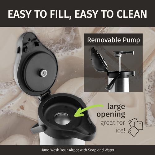 3L Thermal Coffee Airpot Carafe - Stainless Steel Insulated Hot Dispenser