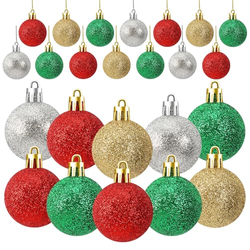 JULMELON Christmas Ball Decorations Set - 36 Shatterproof Glitter Ornaments, Holiday Tree Decor, Christmas Tree Decoration - Christmas Ball Variant