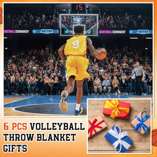 6 Pcs Christmas Basketball Throw Blanket Set 40x60 Inch Gifts for Sports Fans
