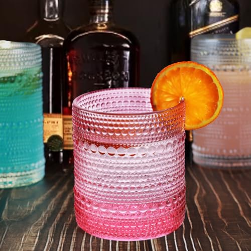 Vintage Hobnail Drinking Glassware Set - 8-Piece Highball and Tumbler Glasses