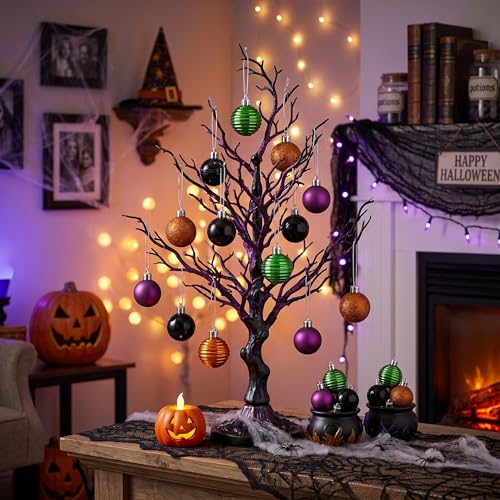 24-Piece Shatterproof Halloween Ball Ornaments - 1.6 Inch Hanging Decor