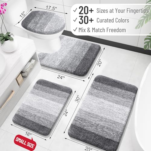 OLANLY Extra Soft Absorbent Microfiber Bath Mat 30x20 Grey Non-Slip