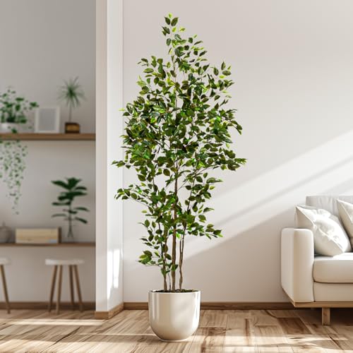 7ft Artificial Ficus Tree - Realistic Faux Plant for Home Decor