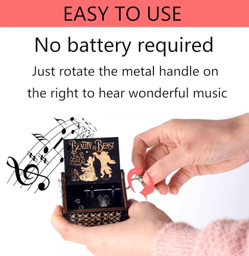 Antique Carved Wooden Hand Crank Music Box - Vintage Mini Musical Gift