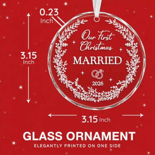WITTSPOT Our First Christmas Married 2026 Ornament – Just Married Mr & Mrs Glass Keepsake
