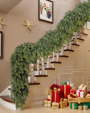9FT Artificial Cedar Garland Mantel Scarf Christmas Decor - 9FT / 1