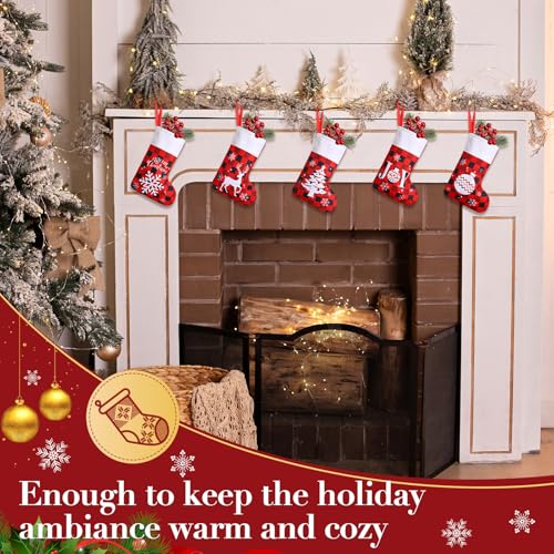 Glimin 150 Pairs Mini Buffalo Plaid Christmas Stockings 7" – Cute Style (Bulk)