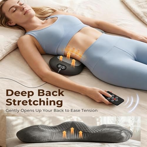 4-in-1 Lumbar Support Pillow Massager with Remote Control - Heat, Vibration & Stretching