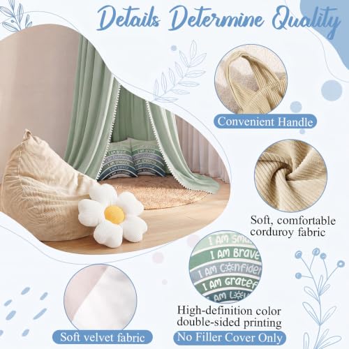 Kids Reading Nook Decor Set with Canopy Tent, Bean Bag Cover & Pillows