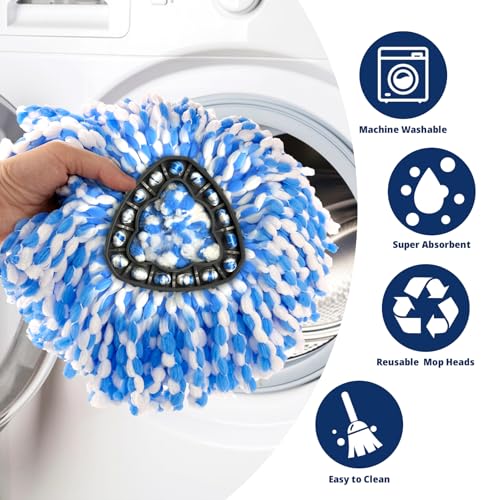Microfiber Spin Mop Replacement Heads - 3 Pack Reusable Mop Refills