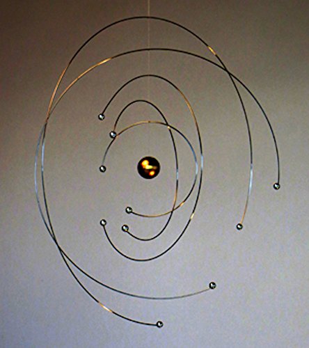 Niels Bohr Atom Model Hanging Mobile - 9-Inch Handmade Steel Kinetic Art