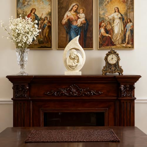 Holy Family Statue - 5-Inch Mary Joseph & Baby Jesus Resin Figurine