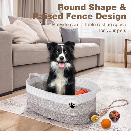Woven Cotton Rope Dog Toy Basket and Storage Bin 30L